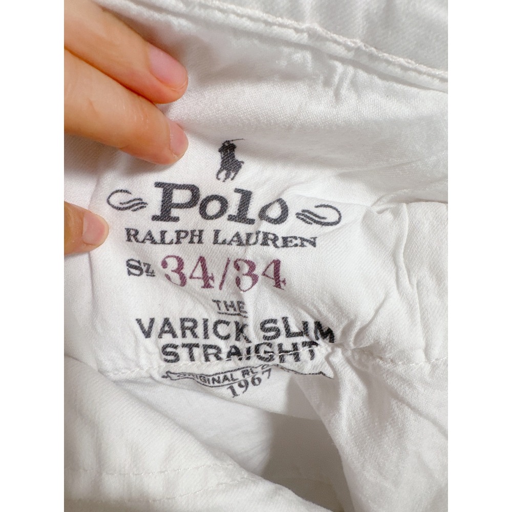 Polo Ralph Lauren Varick Slim Straight White Denim Jeans Mens 34/34 Slim Fit - Picture 3 of 16